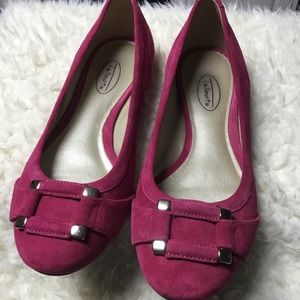 Talbot’s Pink Suede Buckle Ballerina Flats